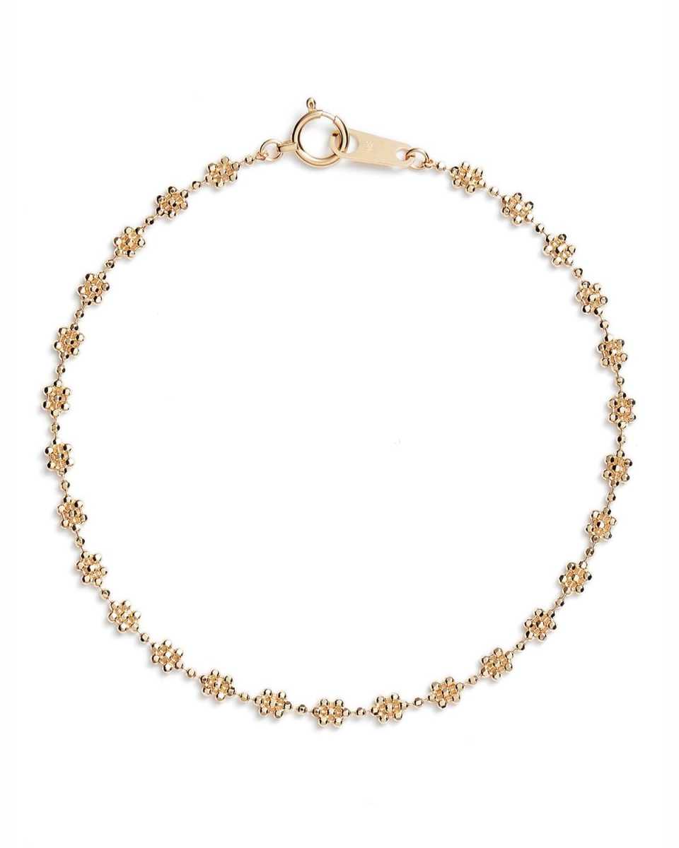18k Gold Flower Beaded Bracelet